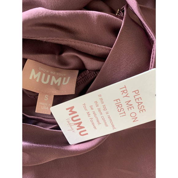 Show Me Your Mumu Verona Cowl Dress Dusty Plum Luxe Satin S NWT - Picture 5 of 7